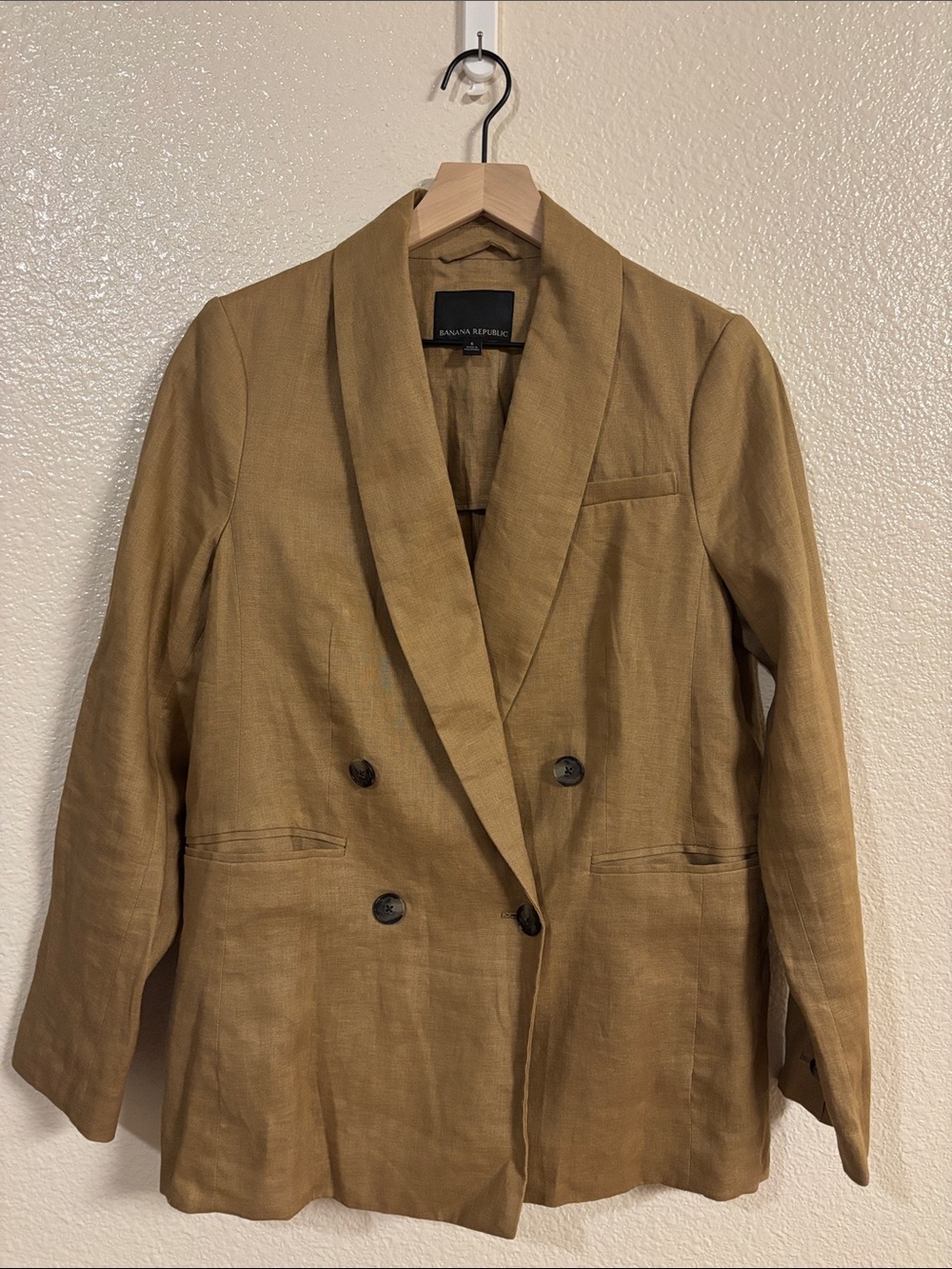 BANANA REPUBLIC Double Breasted Linen Blazer in Icelatte